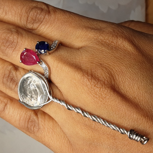 925 genuine Ruby and blue sapphire. - Picture 5 of 6